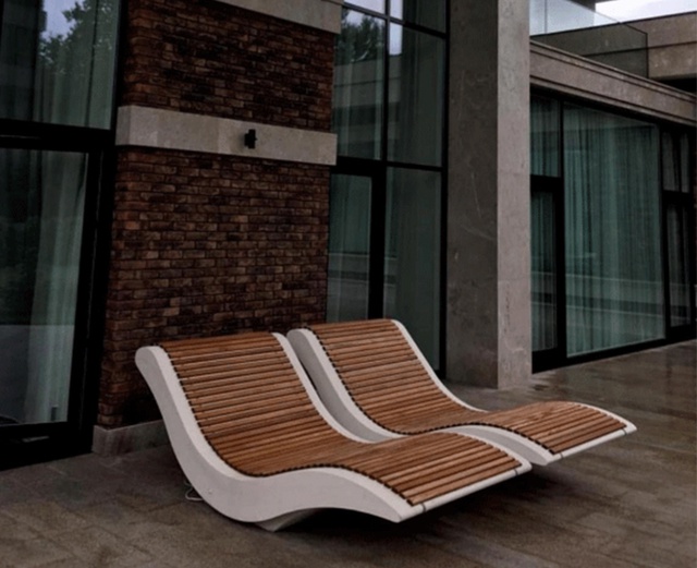 Садовая мебель из архитектурного бетона с фактурой под натуральный камень